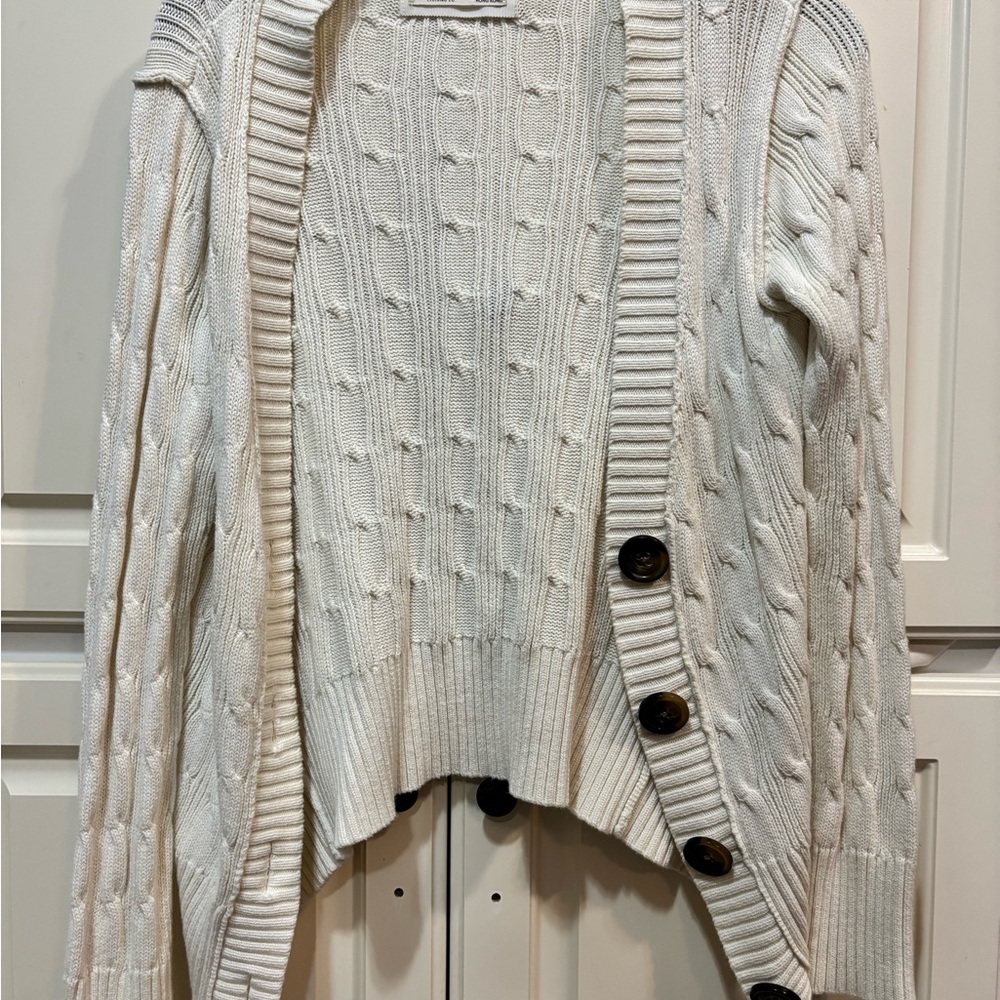 Cozy White Cable Knit Cardigan